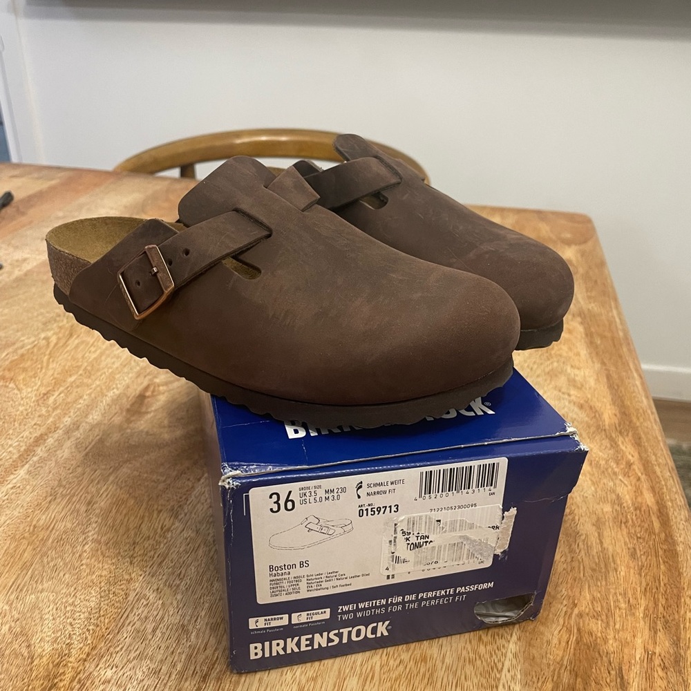 NWT Birkenstock Boston Clog Size 36 Medium Habana Oiled Leather